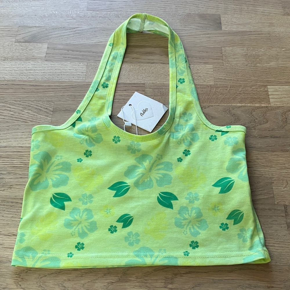 Y2k Adika Vibrant Yellow and Green crop Top